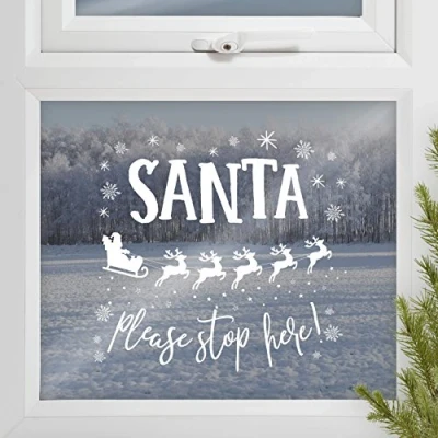 Afbeelding van Ginger Ray Novelty Christmas Raamsticker Santa Please Stop Here