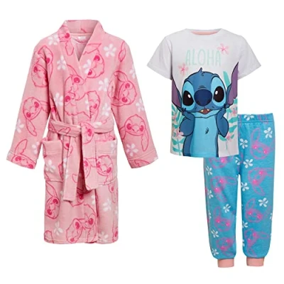 Afbeelding van Disney Stitch badjas en pyjama voor meisjes, 3 delige bijpassende set, Meerkleurig