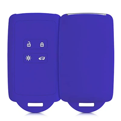Afbeelding van kwmobile autosleutelhoes geschikt voor Renault 4 knops Smartkey autosleutel (alleen Keyless Go) Siliconenhoes in Baltisch blauw Sleutelcover