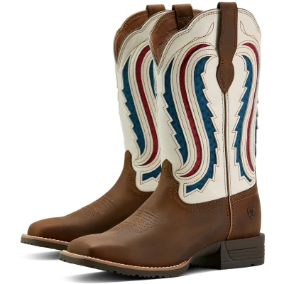 Afbeelding van Ariat Westernlaarzen Hybrid Ranchwork Venttek Dames Distressed Brown/Crema
