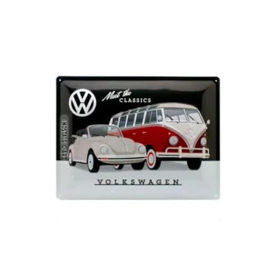Afbeelding van Wandbord Volkswagen meet the classics 30x40cm