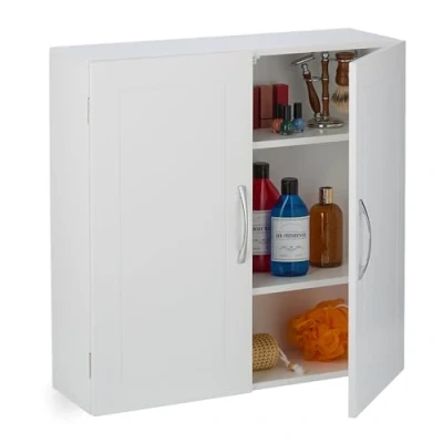 Afbeelding van hangkast badkamer 3 vakken verstelbare planken 60 x 20 cm wit