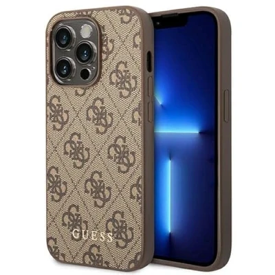 Afbeelding van Guess iPhone 14 Pro Hardcase Backcover 4G Metal Buttons Bruin