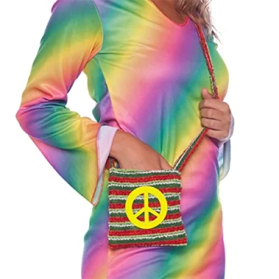 Afbeelding van Folat Hippie Shoulderbag Yellow Carnaval kostuum accessoires