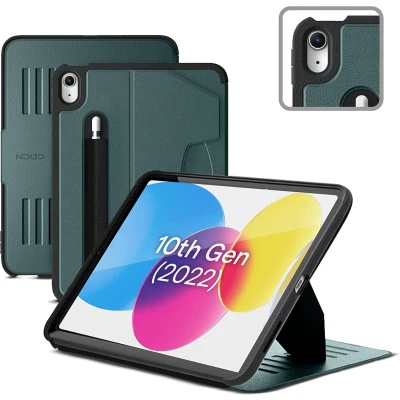 Afbeelding van Zugu case iPad 10.9 Gen 10 (2022) oersterke luxe flip over volledige 360˚ bescherming met multifunctionele standaard functie geschikt voor Apple Pencil Pine