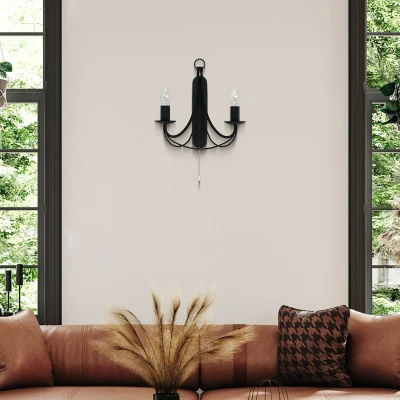 Afbeelding van Wandlamp Maypole, 2 lamps, zwart