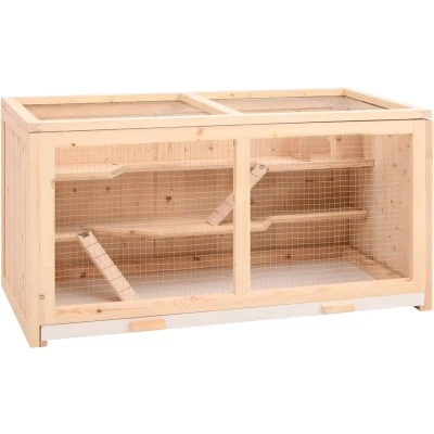 Afbeelding van vidaXL Hamsterkooi 89,5x45x45 cm massief vurenhout