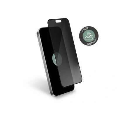 Afbeelding van Force Case, Screen Protector Geschikt voor Apple iPhone 16 Pro Max in 2.5D Anti Spy Glas, Doorzichtig zwart