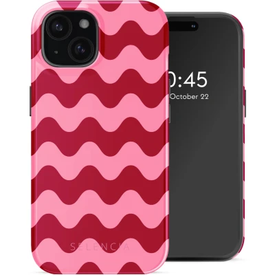 Afbeelding van Selencia Hoesje geschikt voor iPhone 15 Vivid Backcover MagSafe Wave Vibes Lipstick