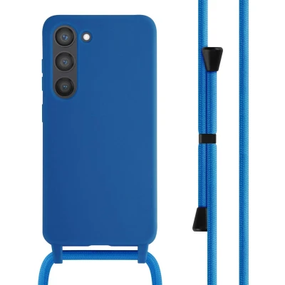 Afbeelding van iMoshion hoesje Geschikt voor Samsung Galaxy S23 met koord Siliconen Blauw