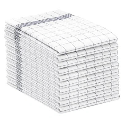 Afbeelding van Set van 10 theedoeken 100% katoen 50 x 70 cm grijs geruit