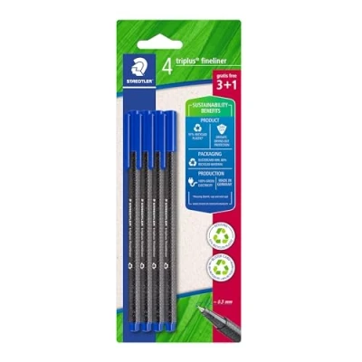 Afbeelding van Staedtler triplus 334 R 3BK4 Fineliner Blauw 0.3 mm 4 stuk(s)