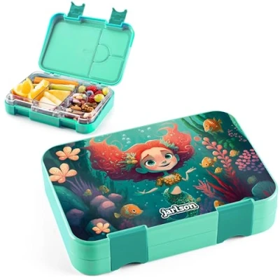 Afbeelding van Jarlson TONI lunchbox voor kinderen, met 6 vakken, bento box, BPA vrij, school en kleuterschool, kindertuin, escuela