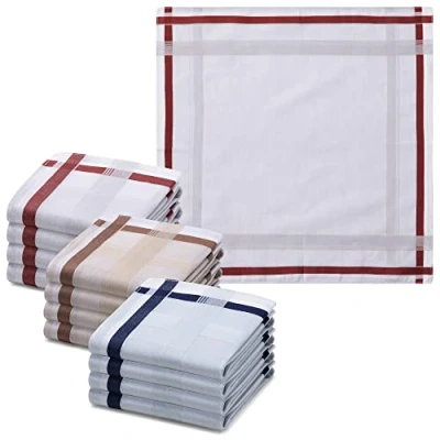 Afbeelding van JEMIDI zakdoeken heren 100% katoen 40 x cm Set van 12 Herbruikbare voor volwassenen In crème/grijs/blauw