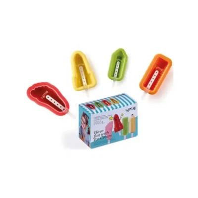Afbeelding van Lékué Set Van 4 Ijsjesvormen Uit Silicone En Kunststof Potlood, Voet Raket Twister