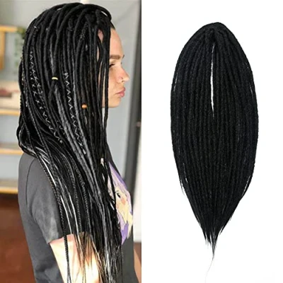 Afbeelding van Dsoar 50,8 cm, 10 strengen/set, synthetische dubbele uiteinden, 0,6 zacht gehaakt haar, dreads, reggae, hiphop, hippie stijl, zwart