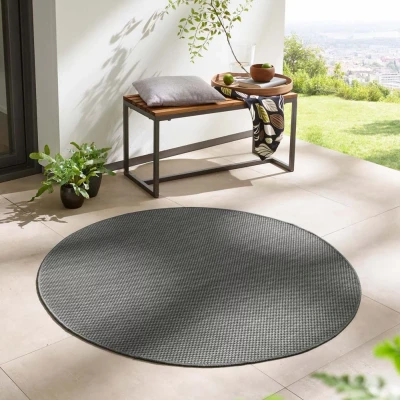 Afbeelding van Rond Buitenkleed Elara Antraciet 160 Cm