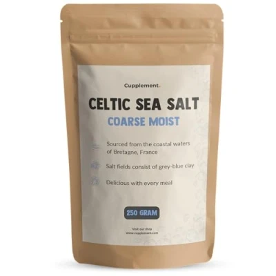 Afbeelding van Cupplement Keltisch Zeezout 250GR Grof Celtic Sea Salt Zout Voor de Zoutmolen Niet Bio, Fleur Sel, Himalaya, Himalayazout, Biologisch of Fijn Mineralen Herbamare Seasalt