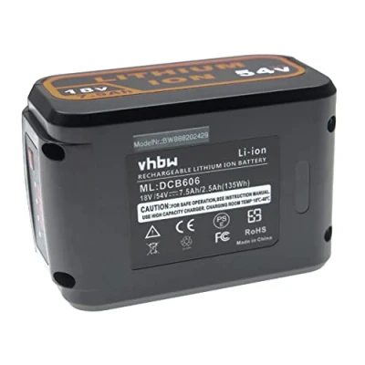 Afbeelding van vhbw Accu compatibel met DeWalt XR 54V of 18V accugereedschap elektrisch gereedschap (7500mAh, Li Ion, 18V/54V)