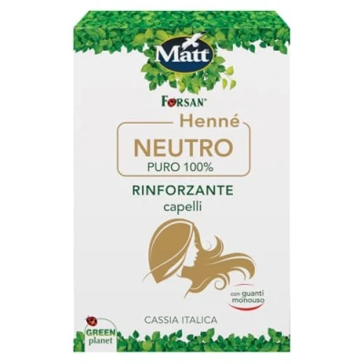 Afbeelding van Matt, Neutrale henna, versterkt haar op basis van Cassia Italica, 100% natuurlijk, zonder kleurpigmenten, ideaal voor gestript en uitgestoken haar, stimuleert de natuurlijke kleur, 2 enveloppen met