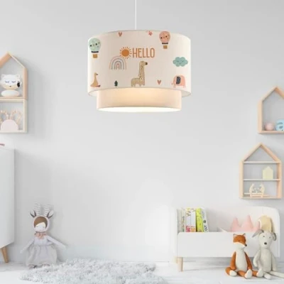 Afbeelding van Design hanglamp Lurgan E27 wit met giraffe motief