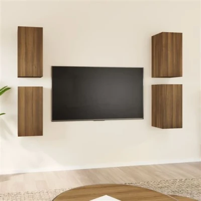 Afbeelding van vidaXL Tv meubelen 4 st 30,5x30x60 cm bewerkt hout bruin eikenkleur