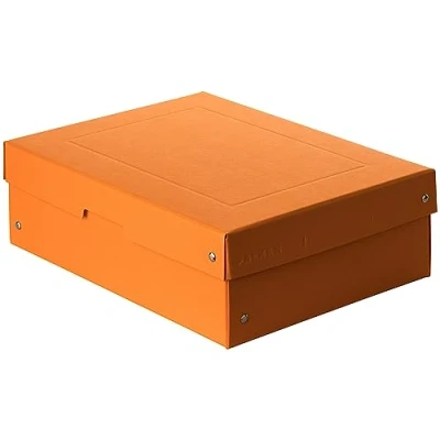 Afbeelding van Falken PureBox Pastel opbergdoos met deksel van stevig karton, veganistisch, 100 mm hoog, A4 formaat, oranje, deksel, veganistische geschenkdoos, geschenkdoos