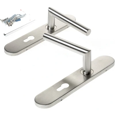 Afbeelding van D4E deurkruk op schild 45x245 rvs pc72 l 19mm l/r