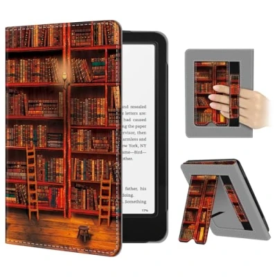 Afbeelding van FINTIE beschermhoes voor Kindle Paperwhite 2024 (12 Gen) en Colorsoft Signature Edition (1 Gen), met kaartsleuven handband, automatische wekker/slaap,