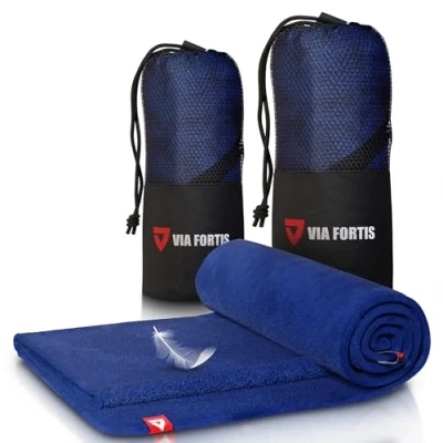 Afbeelding van VIA FORTIS Microvezel handdoek ultralicht en sneldrogend met vak ritssluiting ideaal als sporthanddoek, strandhanddoek reishanddoek