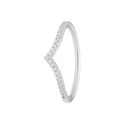 Afbeelding van Lucardi VFÖRMIGE Ring, Dames, Maat: 49, Silver