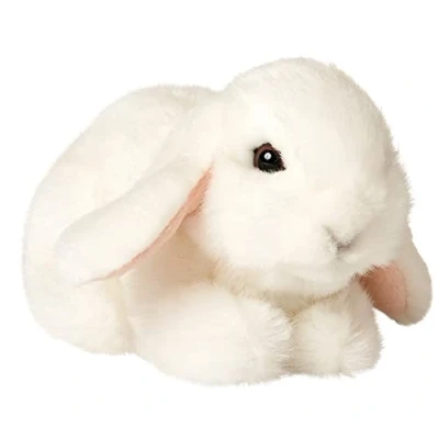 Afbeelding van Uni Toys Liggend Ram konijn (wit) 18 cm (lengte) pluche knuffeldier