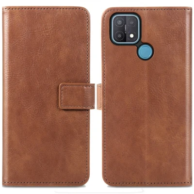 Afbeelding van iMoshion Hoesje Geschikt voor Oppo A15 Met Pasjeshouder Luxe Bookcase Bruin