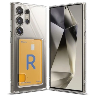 Afbeelding van Ringke Beschermhoes compatibel met Samsung Galaxy S24 Ultra [Fusion Card] portefeuille, transparant, robuust, stijf, TPU, zacht, bumper, beschermhoes, schokbestendig, bescherming voor Ultra,