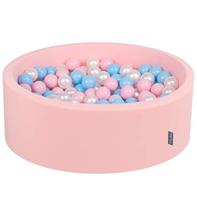 Afbeelding van KiddyMoon 90 x 30 cm/300 ballen met een diameter van 7 cm, rond ballenbad voor baby&#039;s, gemaakt in de EU, roze: Babyblauw, poederroze, parelmoer