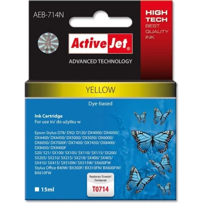 Afbeelding van Activejet AEB 714N Inktcartridge (vervanging voor Epson T0714, T0894, T1004; Supreme; 15 ml; geel)