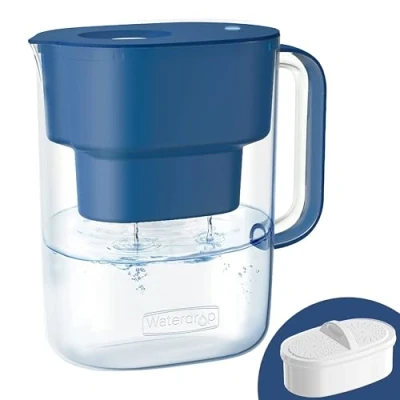 Afbeelding van Waterdrop Lucid WD PF 01A Plus filterkaraf met 90 dagen filter, 3,5 liter, ter vermindering van kalk, chloor, lood, koper in het water, NSF gecertificeerd, BPA vrij, klassiek blauw
