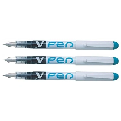 Afbeelding van PILOT Wegwerp vulpen, uitwisbaar, V pen, medium punt, turquoise, 3 stuks