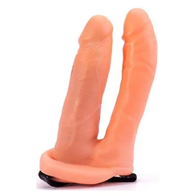 Afbeelding van Dubbele holle strapon voorbind pegging dildo met harnas 15 cm