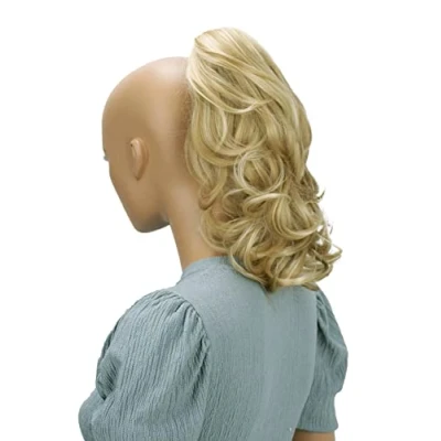 Afbeelding van Prettyshop H83 Paardenstaart om vast te klikken, gegolfd, met vlinderclip, hittebestendig, 35,6 cm, blond