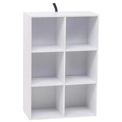 Afbeelding van WOLTU Boekenkast met 6 vakken, opbergrek, displaykast voor woonkamer, kantoor, van spaanplaat, wit, 59,6 x 29 89 cm, SK002ws3