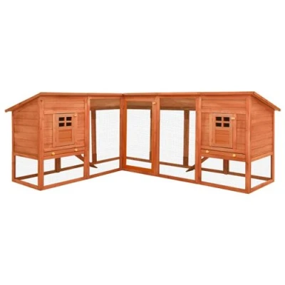 Image de vidaXL Clapier d&#039;extérieur avec piste Marron Bois de sapin solide