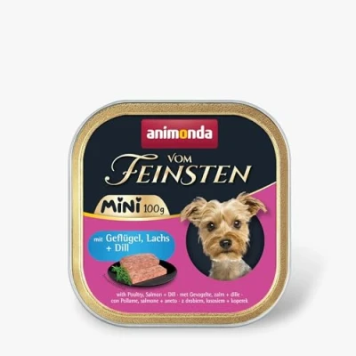 Afbeelding van 32x 100g animonda vom Feinsten Adult MiniMet Gevogelte, Zalm + Dille Hondenvoer Natvoer