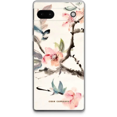 Afbeelding van Case Company® hoesje geschikt voor Google Pixel 6a Japanse bloemen Soft Cover Telefoonhoesje Bescherming aan alle Kanten en Schermrand