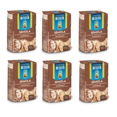 Afbeelding van De Cecco Semola di Grano Duro Integrale harde tarwegriet 1 kg, 6 stuks