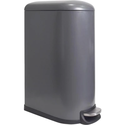 Afbeelding van Perel metalen pedaalemmer met uitneembare emmer, solide antislipvoet en versterkte pedaal, ideaal voor thuis op kantoor, inhoud 40 liter, rechthoekig 64,5 x 28,5 47 cm, mat grijs