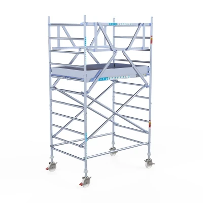 Afbeelding van Professionele alu rolsteiger 1.35x3.05x4.20m werkhoogte incl. dubbele voorloopleuning