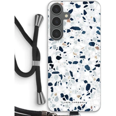Afbeelding van Case Company® hoesje met Koord geschikt voor Samsung Galaxy S24 Plus Terrazzo N1 Telefoonhoesje Zwart Bescherming aan alle Kanten en Over de Schermrand