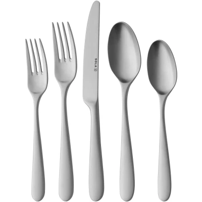 Afbeelding van Sola Bestekset Nordica Mat 6 Persoons Modern 50 delig Vaatwasserbestendig Zilverwit Edelstaal 18/10 RVS Zilver