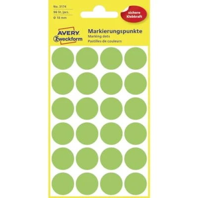 Afbeelding van Avery Ronde Etiketten Diameter 18 Mm, Lichtgroen, 96 Stuks Etiket